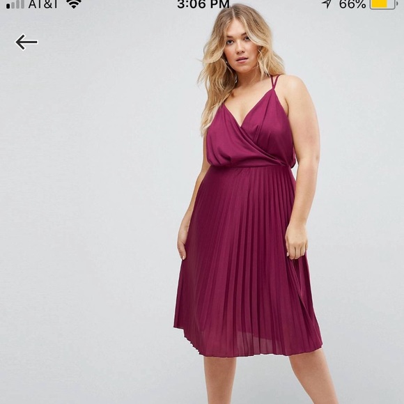 wrap pleated midi dress